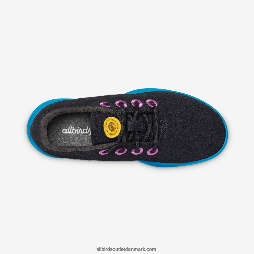 Allbirdssmallbirds uldløbere - store børn X646JH262 naturlig sort (trives blågrøn sål)